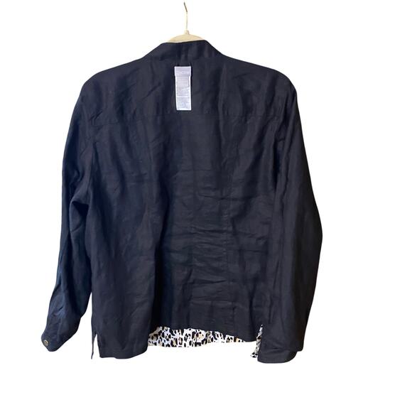 Chico’s Reversible Linen Jacket Leopard Print & Black Snap Front Size 2 (L/XL) - Picture 15 of 16